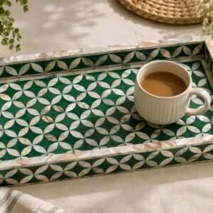 Green Mother of Pearl Geometric Serving Tray
